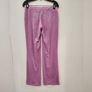 Juicy Couture Velour Velvet Wide Leg Pants Small Pull On Bling